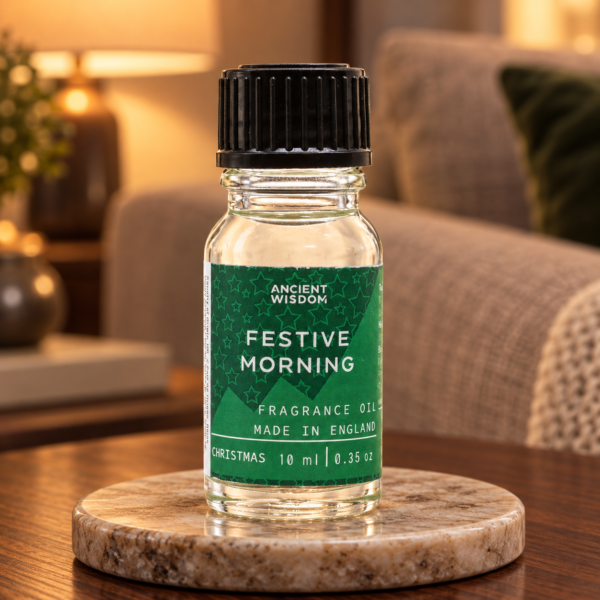 Duftöl Festive Morning – 10 ml in einer warm beleuchteten Wohnszene