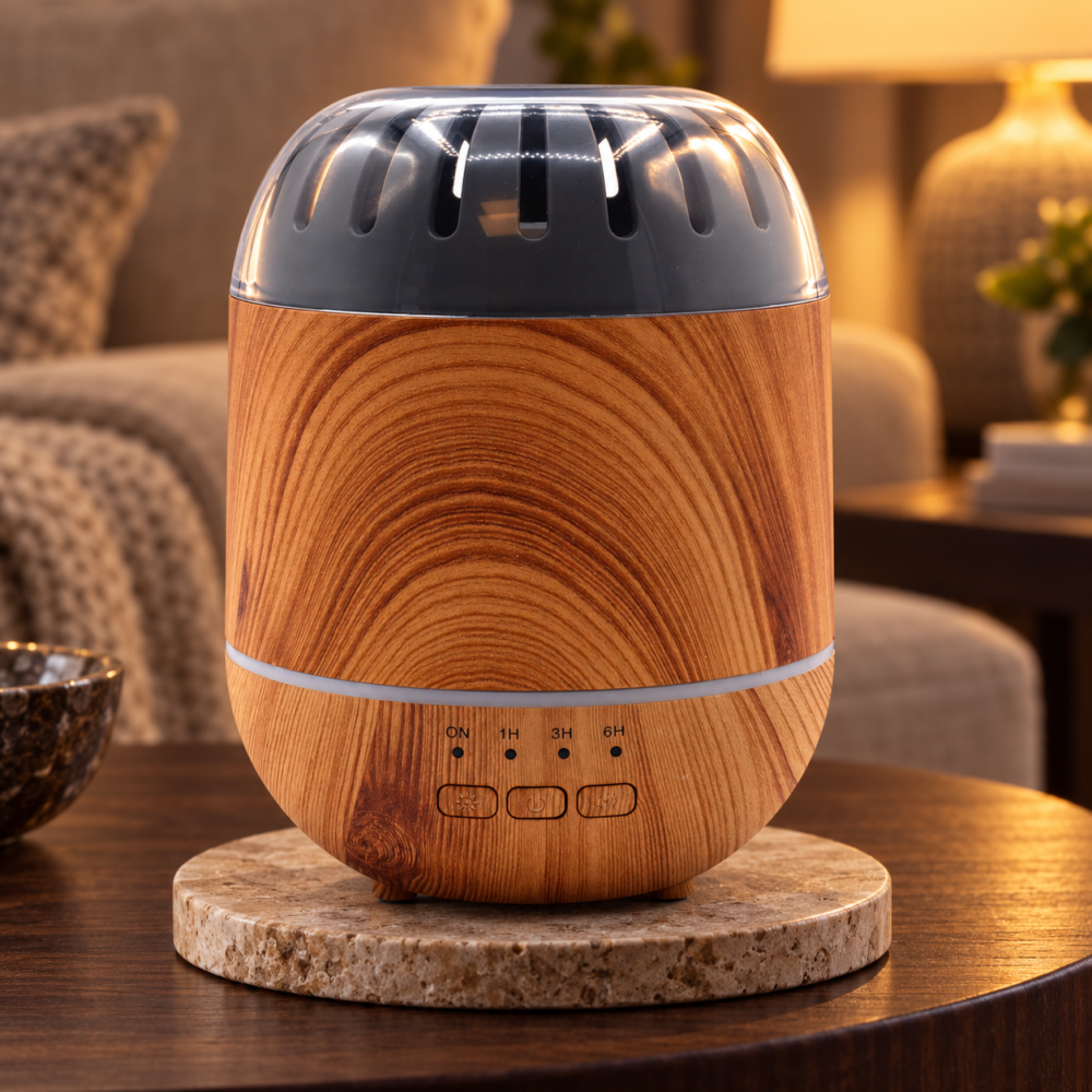 Copenhagen Aroma-Diffuser mit Farbwechsel und Timer in einer warm beleuchteten Wohnszene