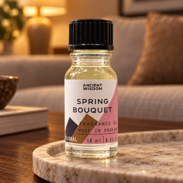 Duftöl Frühlingsbouquet – 10 ml in einer warm beleuchteten Wohnszene