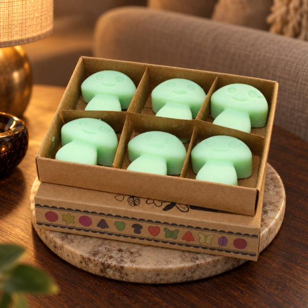 Wax Melts Lakritz – 6er-Geschenkset in einer warm beleuchteten Wohnszene