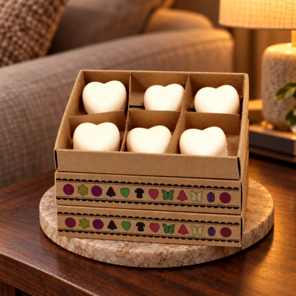 Wax Melts Zimt & Orange – 6er-Geschenkset in einer warm beleuchteten Wohnszene
