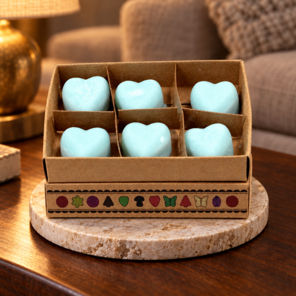 Wax Melts Nag Champa – 6er-Geschenkset in einer warm beleuchteten Wohnszene